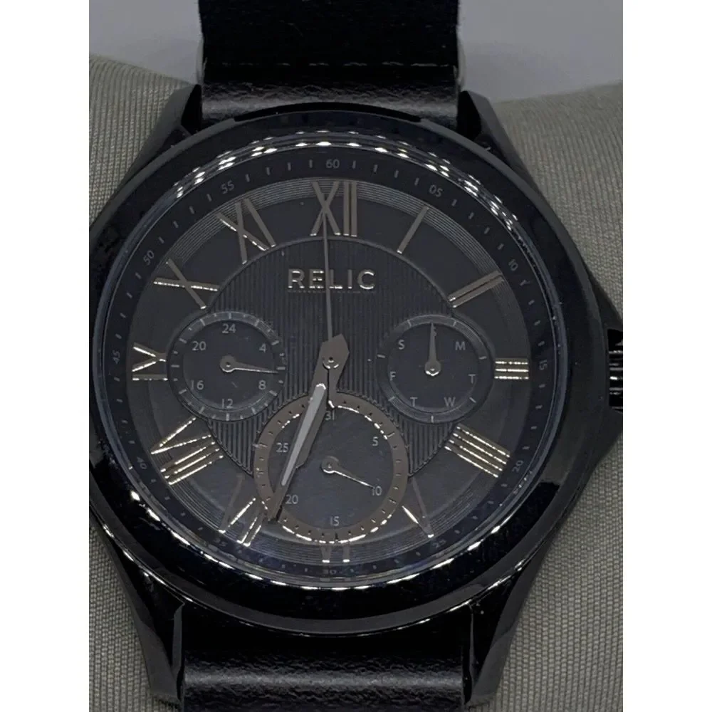 Relic ZR15820 All Black Stainless Steel Watch W/ Custom Nato Band FR54